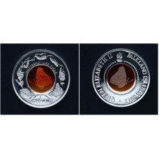 Фолклендские острова 1 Крона 2012 год. Серебро 925. Жизненный цикл бабочки / Вставка Orange Crystal 