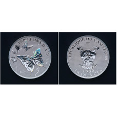 Камерун КФА 1000 Франков 2010 год. Серебро 925. Бабочки любви. Голограмма BUNC