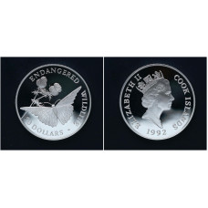 Острова Кука 50 Долларов 1992 год Серебро 925 Вымирающие виды - Бабочка вице-король 