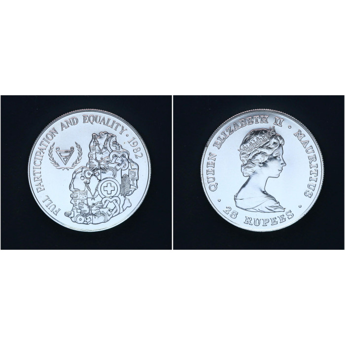 Маврикий 25 Рупий 1982 год Серебро 925 Год людей с ограниченными возможностями 