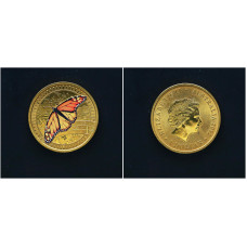 Австралия 1 Доллар 2012 год. Бабочка данаида монарх. Животные-спортсмены Цветная. Елизавета II 