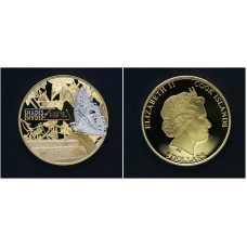 Острова Кука 5 долларов 2015 год. Ag-925 / 25 гр. Оттенки природы. Бабочка. Позолота. Пруф/Proof Тираж-2000