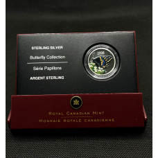 Канада 50 Центов 2006  год Ag-925 / 9,3 гр. Бабочки - Короткохвостый парусник. Флора фауна.  Цветная Пруф / Proof