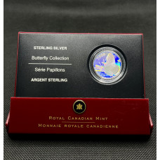 Канада 50 Центов 2006 год. Ag-925 / 9.3 гр. Бабочки - Голубянка серебристая. Флора фауна.  Голограмма Пруф / Proof