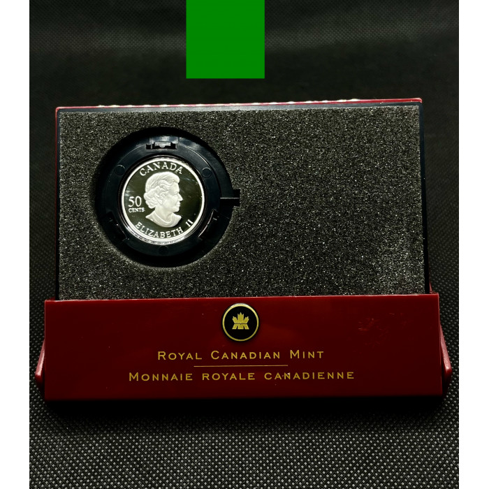 Канада 50 Центов 2005 год. Ag-925 / 9.3 гр. Бабочка-монарх. Флора фауна.  Цветная Пруф / Proof