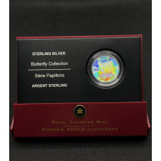 Канада 50 Центов 2005 год. Ag-925 / 9.3 гр. Перламутровая фритиллария. Флора фауна.  Голограмма Пруф / Proof