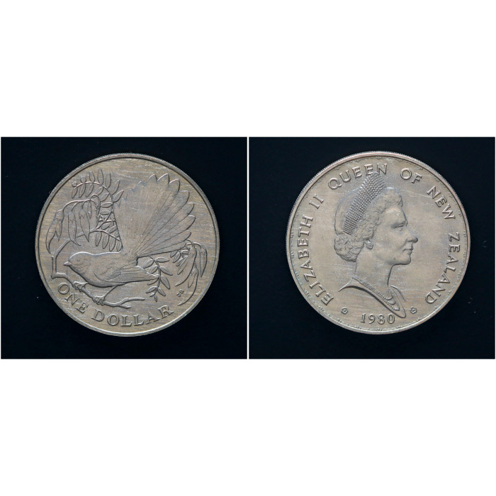 Новая Зеландия 1 Доллар 1980 год птицы Новой Зеландии - Веерохвостка 
