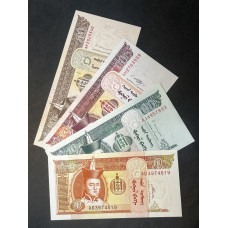 Монголия, Набор из 4 банкнот , 2008 - 2013 годы. UNC