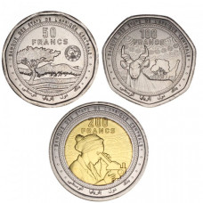   Центральная Африка (BEAC) 50 100 200 франков 2024 год UNC Набор из 3 монет