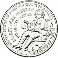 США 25 центов 2025 D год UNC №19 Американские женщины Стейси Парк Милберн