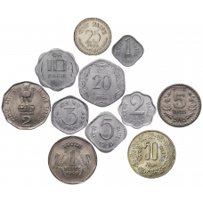 Индия 1 2 3 5 10 20 25 50 пайс 1 2 5 рупий 1957-2004 год Набор из 11 монет