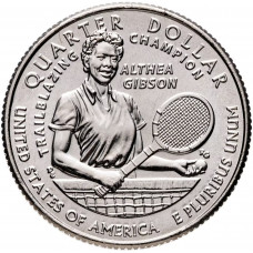 США 25 центов 2025 D год UNC №20 Американские женщины Алтея Гибсон