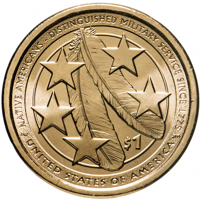 США 1 доллар 2021 D год UNC UC# 129 Индейцы в армии США, Сакагавея, Коренные американцы