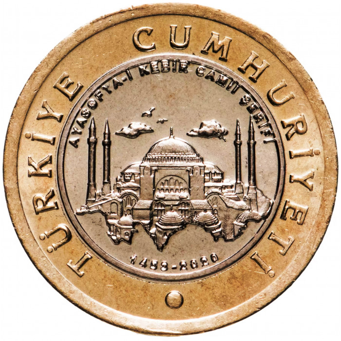 Турция 1 лира 2020 год UNC UC# 170 Большая мечеть Айя-София