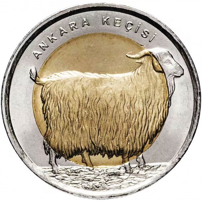 Турция 1 лира 2015 год UNC UC# 109 Ангорская коза