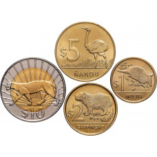 Уругвай 1 2 5 10 песо 2011-2019 год UNC Набор из 4 монет