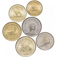 Македония 50 дени 1 2 5 10 50 денаров 1993-2008 год UNC Набор из 6 монет