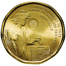 Канада 1 доллар 2016 год UNC UC# 107 100 лет женскому избирательному праву