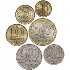 Казахстан 1 5 10 20 50 100 тенге 2007-2016 год UNC Набор из 6 монет