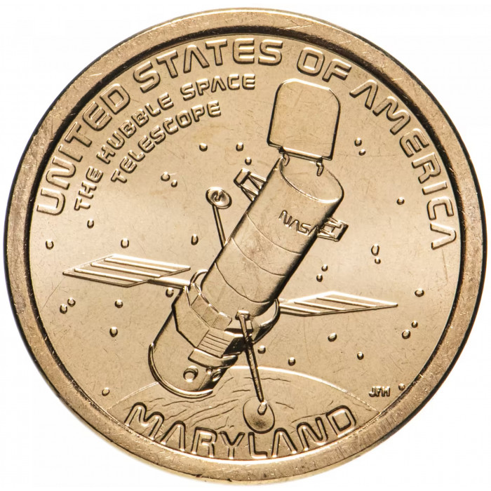 США 1 доллар 2020 P год UNC UC# 125 Космический телескоп "Хаббл", Мэриленд, Американские инновации