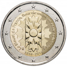 Франция 2 евро 2018 год UNC UC# 106 100 лет окончанию Первой Мировой войны