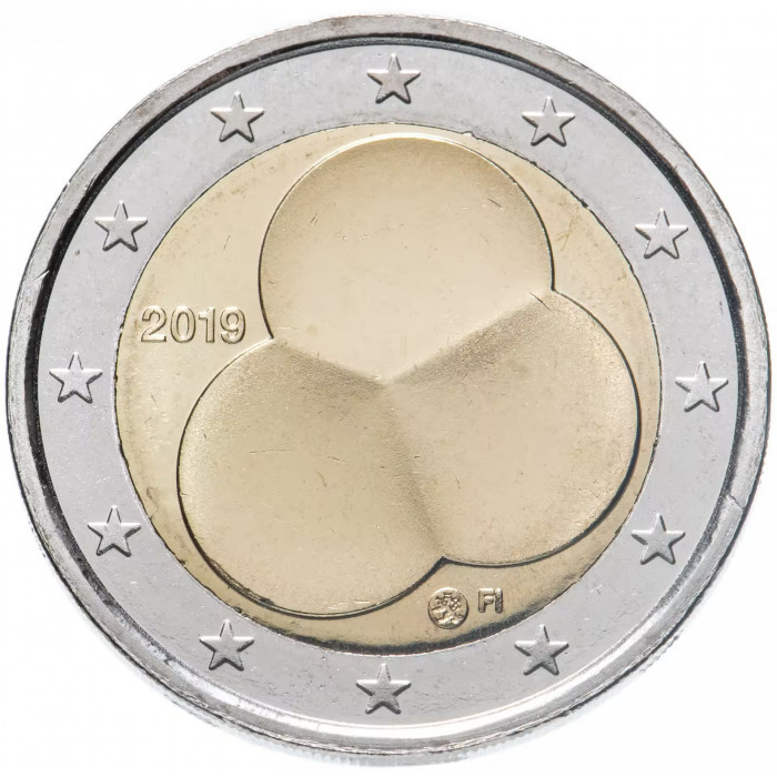 Финляндия 2 евро 2019 год 100 лет Конституции UNC UC# 107