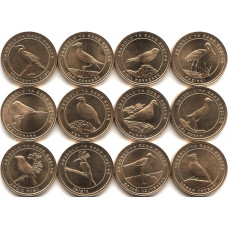 Турция 1 куруш полный набор монет 2021 года "Птицы Анатолии" (12 штук)