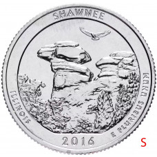 США 25 центов 2016 S год UNC Прекрасная Америка № 31 Национальный лес Шоуни (BOX446)
