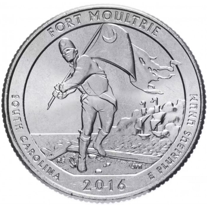 США 25 центов 2016 D год UNC Прекрасная Америка № 35 Форт Молтри (BOX448)