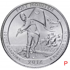 США 25 центов 2016 P год UNC Прекрасная Америка № 35 Форт Молтри (BOX449)