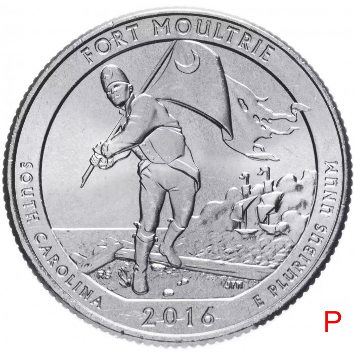 США 25 центов 2016 P год UNC Прекрасная Америка № 35 Форт Молтри (BOX449)