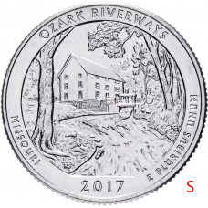 США 25 центов 2017 S год UNC Прекрасная Америка № 38 Национальные водные пути Озарк (BOX450)