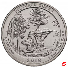 США 25 центов 2018 S год UNC Прекрасная Америка № 41 Национальные озёрные побережья живописных камней (BOX452)