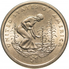 США 1 доллар 2009 P год UNC KM# 467 Посадка культур Сакагавея Коренные американцы