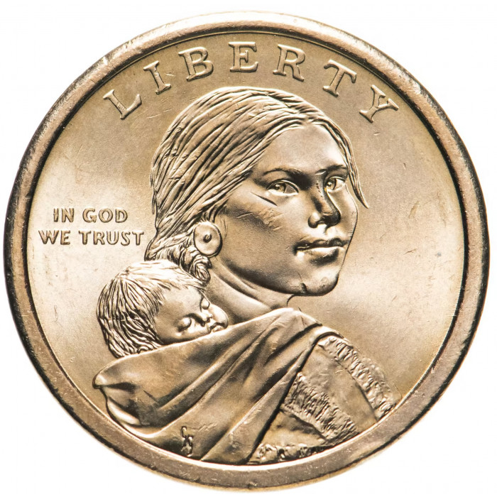 США 1 доллар 2011 P год UNC KM# 503 Договор с Вампаноагами Сакагавея Коренные американцы