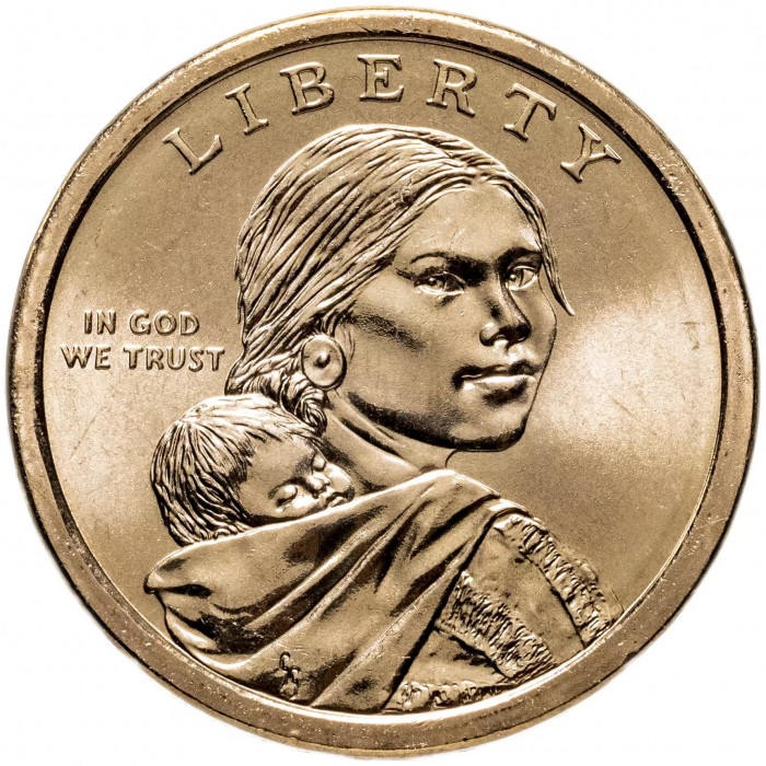 США 1 доллар 2013 D год UNC KM# 551 Делаверский договор 1778 года Сакагавея Коренные американцы