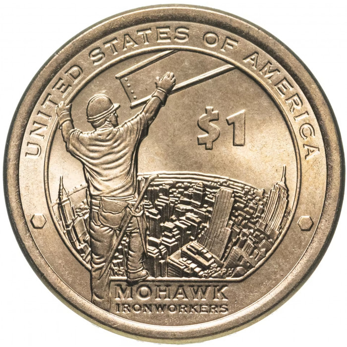 США 1 доллар 2015 P год Рабочие Мохоки Сакагавея Коренные американцы UNC KM# 603