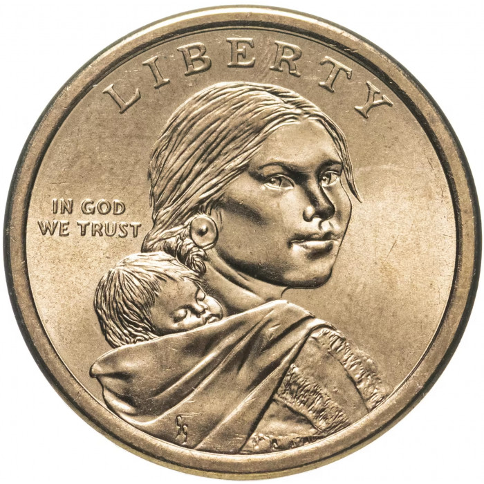 США 1 доллар 2016 P год UNC KM# 618 Индейцы-радисты Сакагавея Коренные американцы