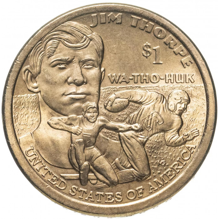 США 1 доллар 2018 P год UNC UC# 101 Джим Торп "Уа-То-Хак" Сакагавея Коренные американцы