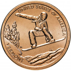 США 1 доллар 2022 D год UNC UC# 141 Сноуборд, Вермонт, Американские инновации