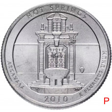 США 25 центов 2010 P год UNC Прекрасная Америка № 1 Национальный парк Хот Спрингс