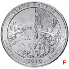 США 25 центов 2010 P год UNC Прекрасная Америка № 4 Национальный парк Гранд Каньон