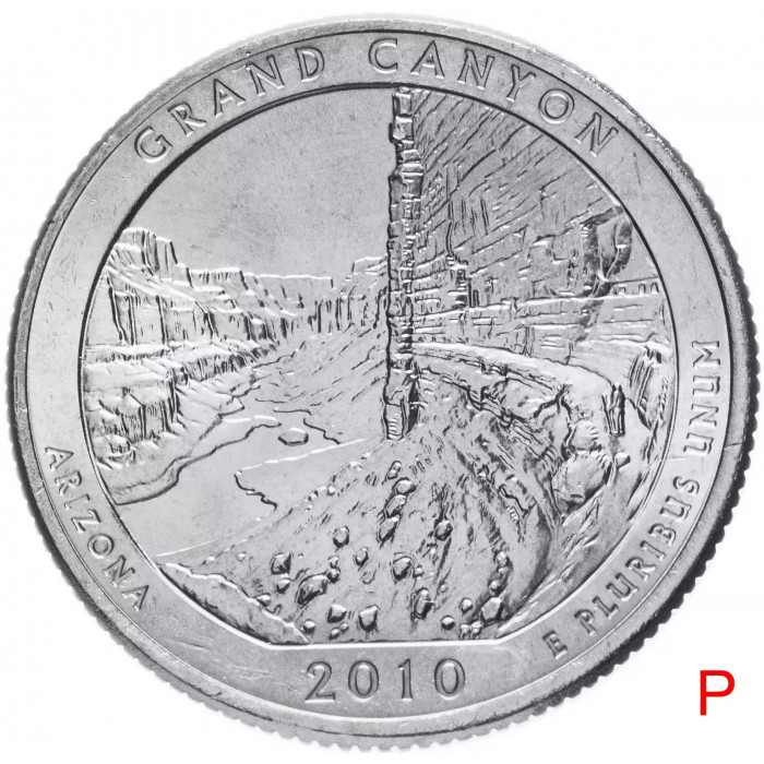 США 25 центов 2010 P год UNC Прекрасная Америка № 4 Национальный парк Гранд Каньон