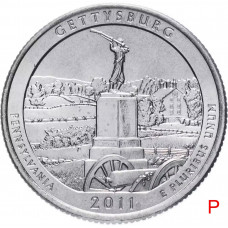 США 25 центов 2011 P год UNC Прекрасная Америка № 6 Геттисбургский национальный военный парк