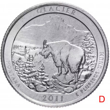 США 25 центов 2011 D год UNC Прекрасная Америка № 7 Национальный парк Глейшер