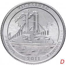 США 25 центов 2011 D год UNC Прекрасная Америка № 9 Национальный военный парк Виксбург
