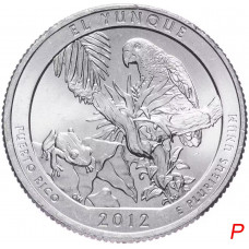 США 25 центов 2012 P год UNC Прекрасная Америка № 11 Национальный лес Эль Юнке