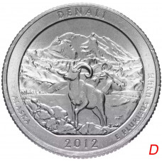 США 25 центов 2012 D год UNC Прекрасная Америка № 15 Национальный парк Денали