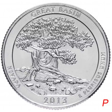 США 25 Центов 2013 P год UNC Прекрасная Америка № 18 Национальный парк Грейт-Бейсин