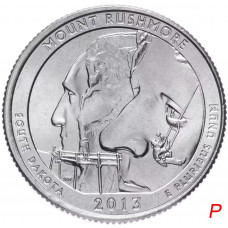 США 25 центов 2013 P год UNC Прекрасная Америка № 20 Национальный мемориал Маунт-Рашмор